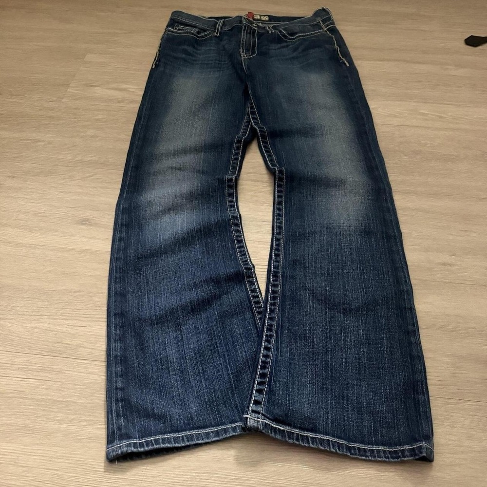 28x30 Blue Wide Leg Faded Low Rise Bootcut Jeans Y2K Indie